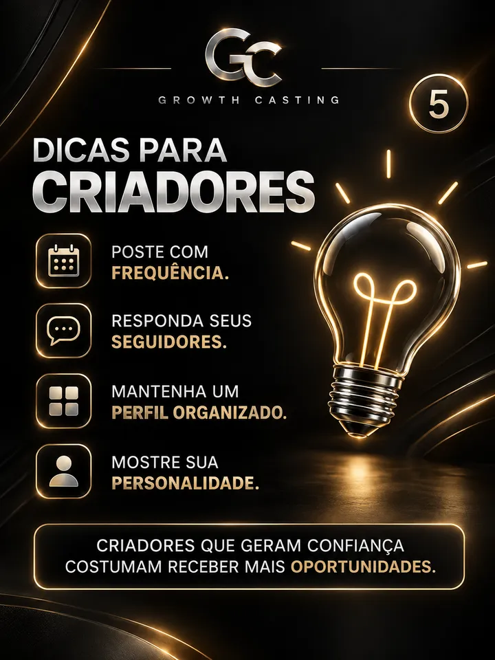 Post Dicas para criadores: poste com frequência, responda seus seguidores, mantenha um perfil organizado e mostre sua personalidade